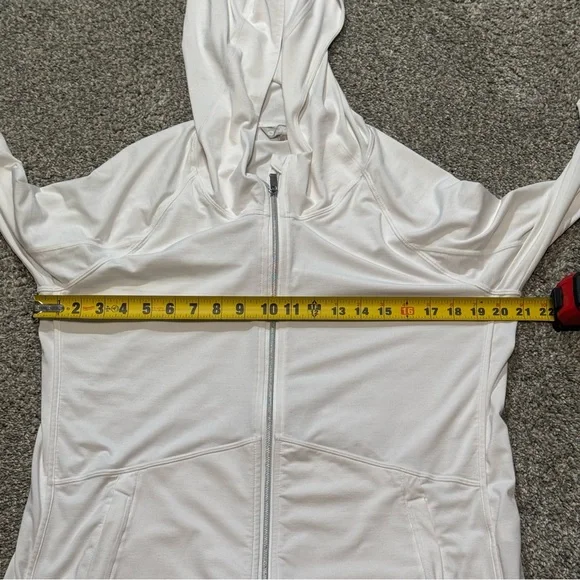 Athleta Pacific Baja UPF White Jacket Size Large Lightweight Zip-Up Hoodie - Picture 10 of 11